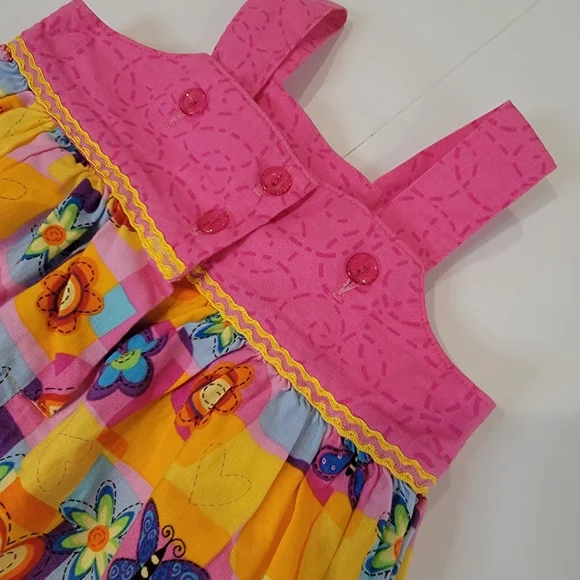 Smocked Bubble Chicken Noodle San Francisco Romper Multi Color Size 9M Flowers - Picture 6 of 12